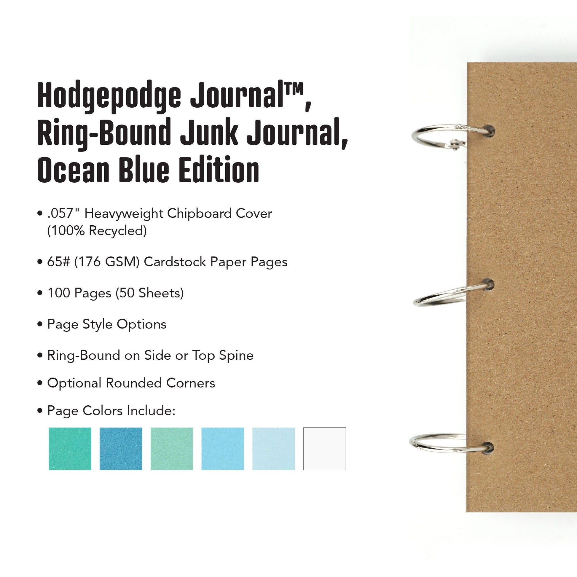 Hodgepodge Journal™, Ring - Bound Junk Journal, Ocean Blue Edition - Beech Tree Paper