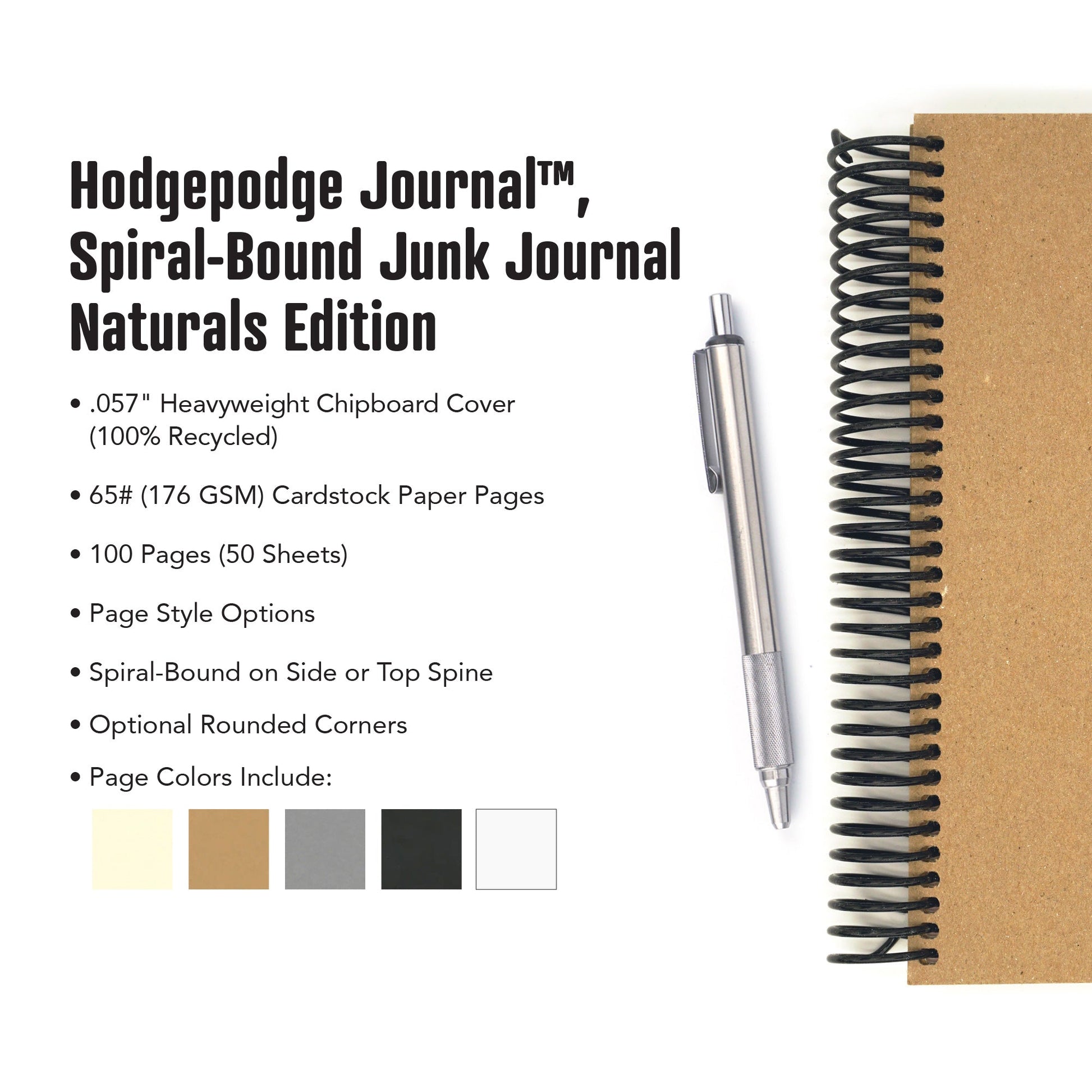 Hodgepodge Journal™, Spiral - Bound Junk Journal, Naturals Edition - Beech Tree Paper