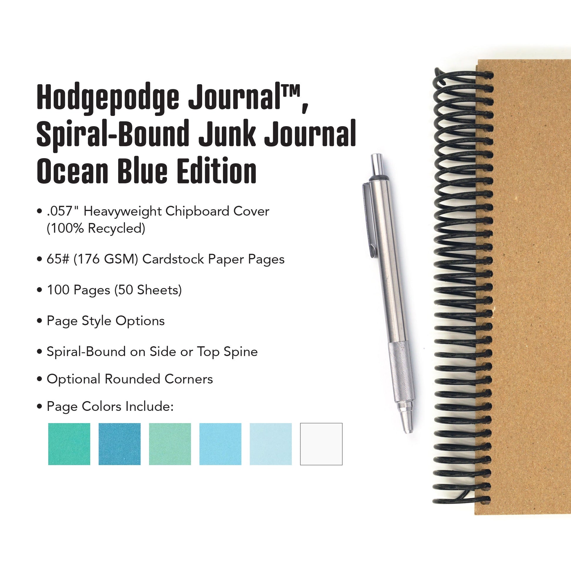 Hodgepodge Journal™, Spiral - Bound Junk Journal, Ocean Blue Edition - Beech Tree Paper