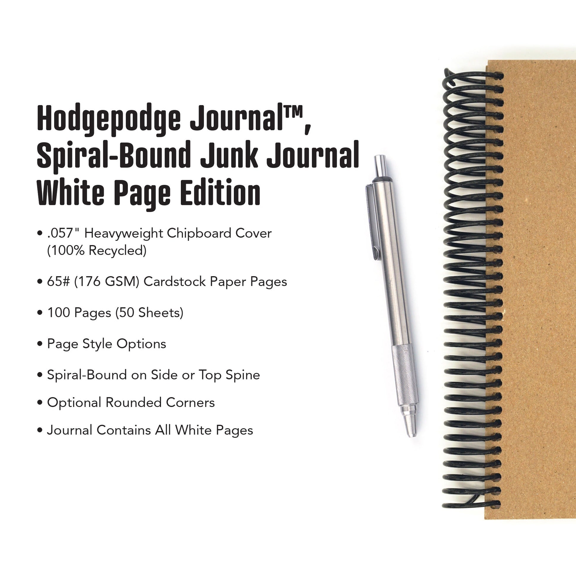 Hodgepodge Journal™, Spiral - Bound Junk Journal, White Page Edition - Beech Tree Paper