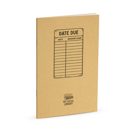 Library Journal, Due Date Library Card, Standard Stapled Notebook, Add Your Logo - Beech Tree Paper