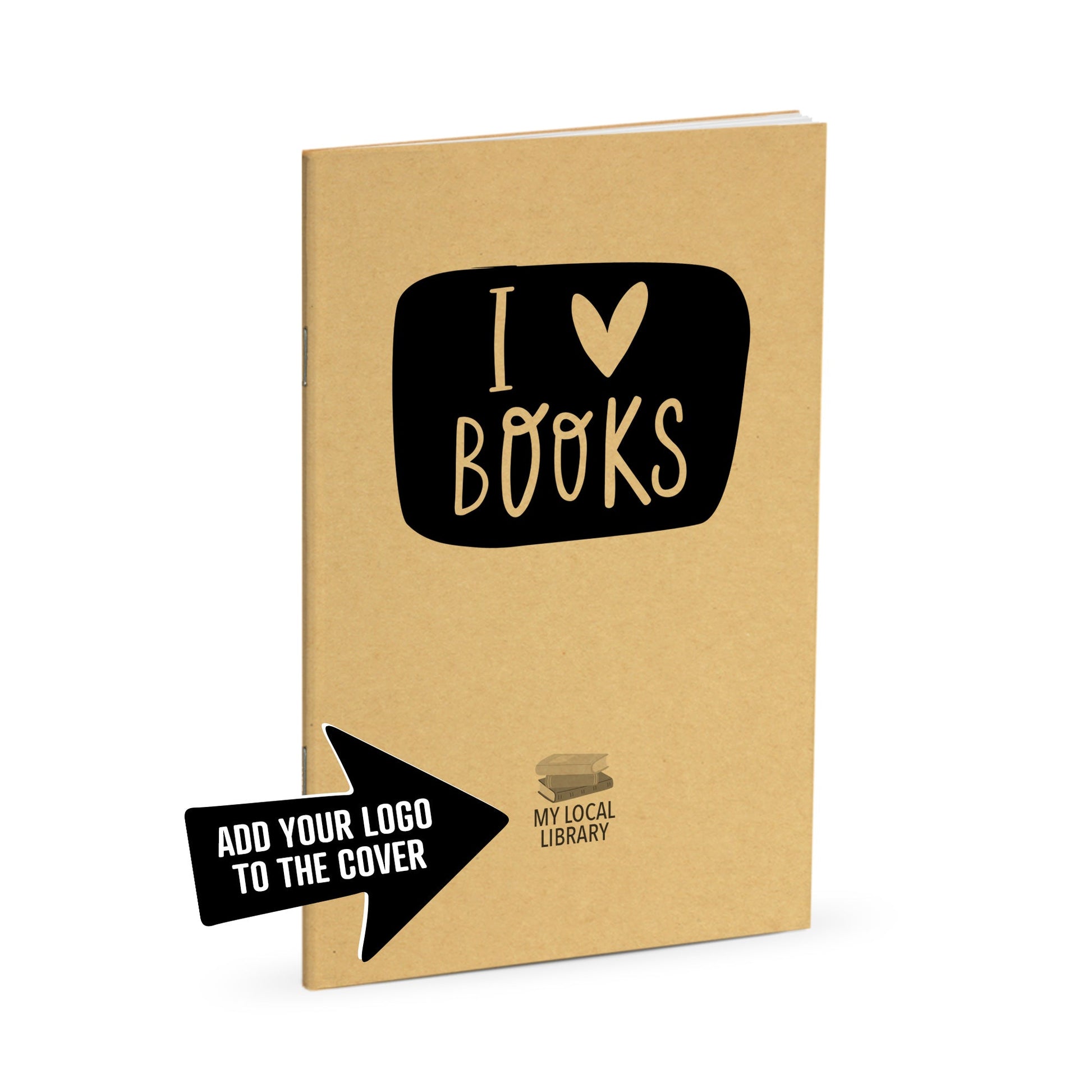 Library Journal, I Love Books, Standard Stapled Notebook, Add Your Logo - Beech Tree Paper
