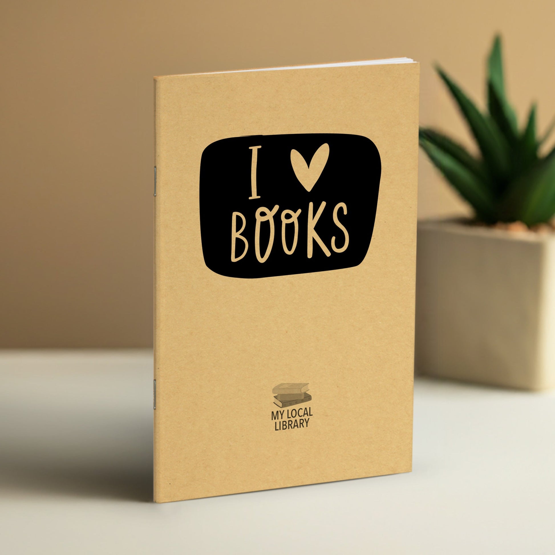 Library Journal, I Love Books, Standard Stapled Notebook, Add Your Logo - Beech Tree Paper