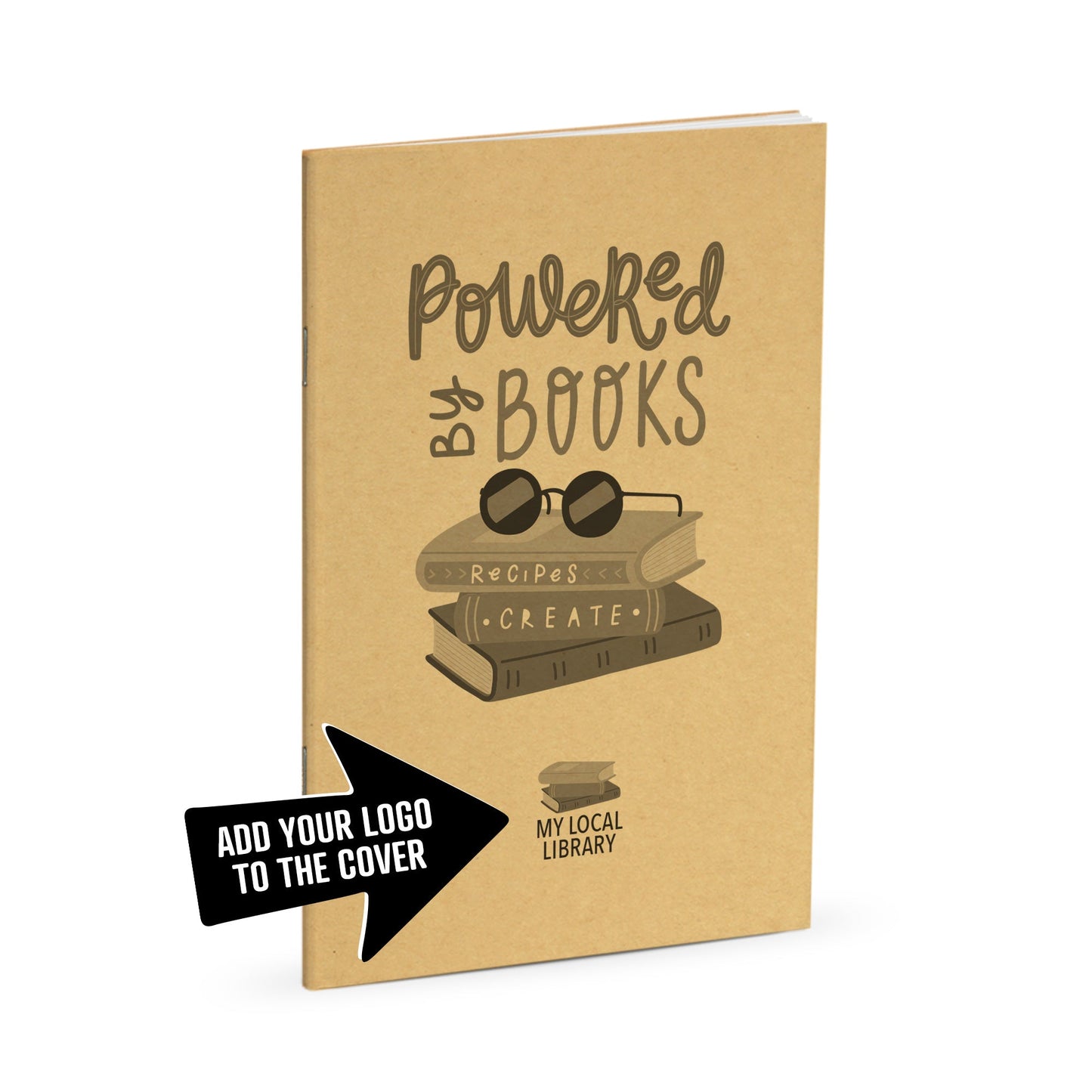 Library Journal, Powered By Books, Standard Stapled Notebook, Add Your Logo - Beech Tree Paper