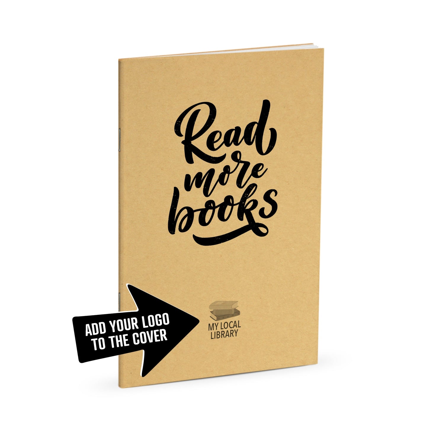 Library Journal, Read More Books, Standard Stapled Notebook, Add Your Logo - Beech Tree Paper