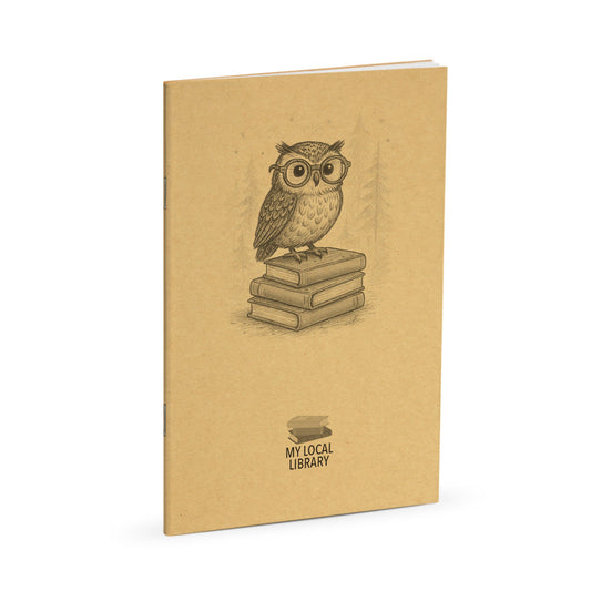 Library Journal, Wise Little Owl, Standard Stapled Notebook, Add Your Logo - Beech Tree Paper