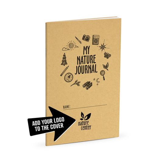 Add your logo to our existing design - nature journal cover - camera, tree, nature, ourdoor, butterfly, compass, write, draw