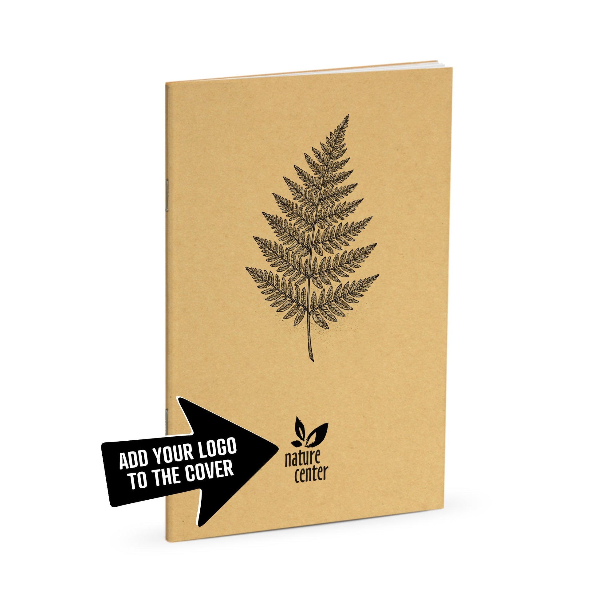 Nature Journal, Fern Sketch, Standard Stapled Notebook, Add Your Logo - Beech Tree Paper