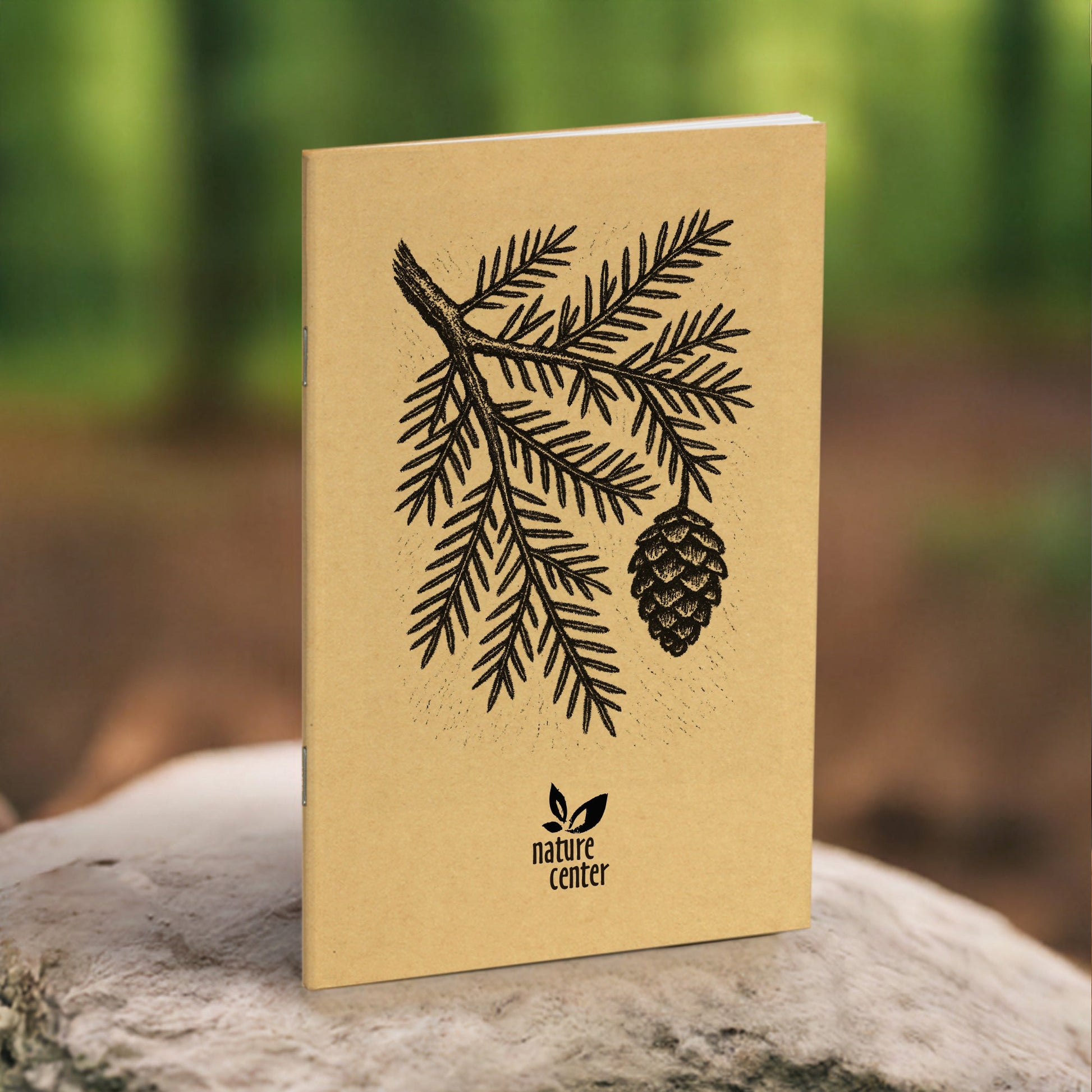 Nature Journal, Hemlock Branch, Standard Stapled Notebook, Add Your Logo - Beech Tree Paper
