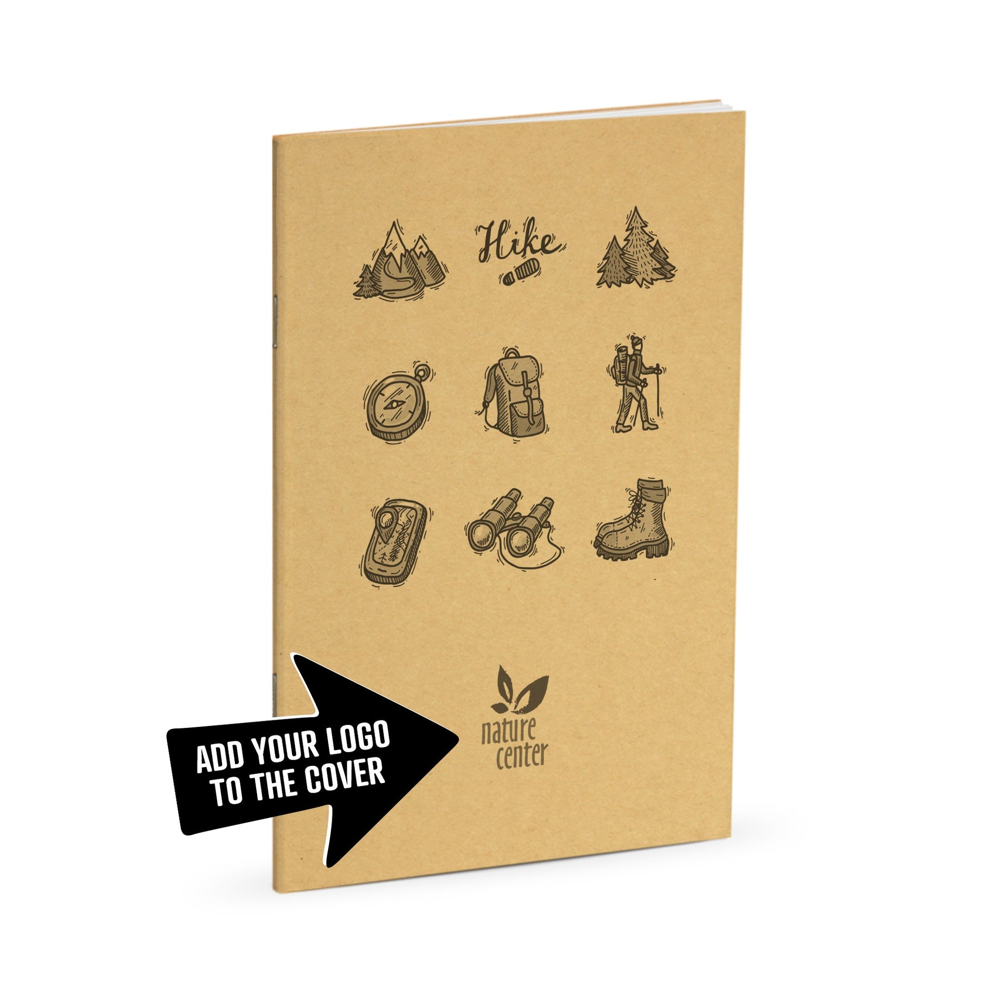 Nature Journal, Hiking, Standard Stapled Notebook, Add Your Logo - Beech Tree Paper
