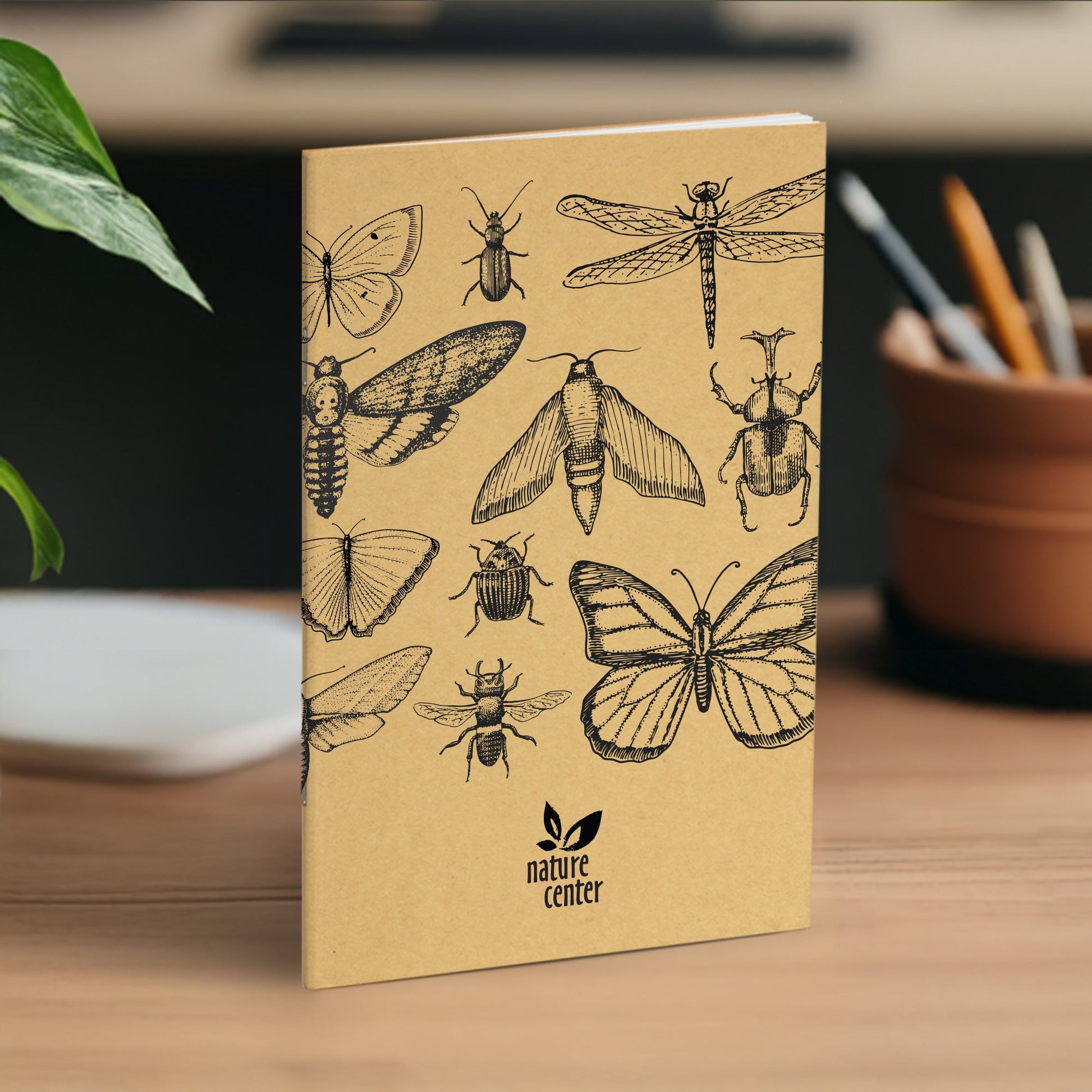 Nature Journal, Insects Sketched, Standard Stapled Notebook, Add Your Logo - Beech Tree Paper