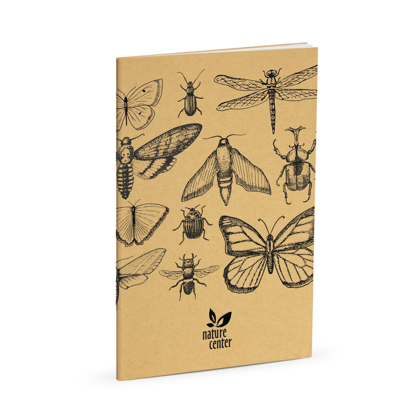 Nature Journal, Insects Sketched, Standard Stapled Notebook, Add Your Logo - Beech Tree Paper