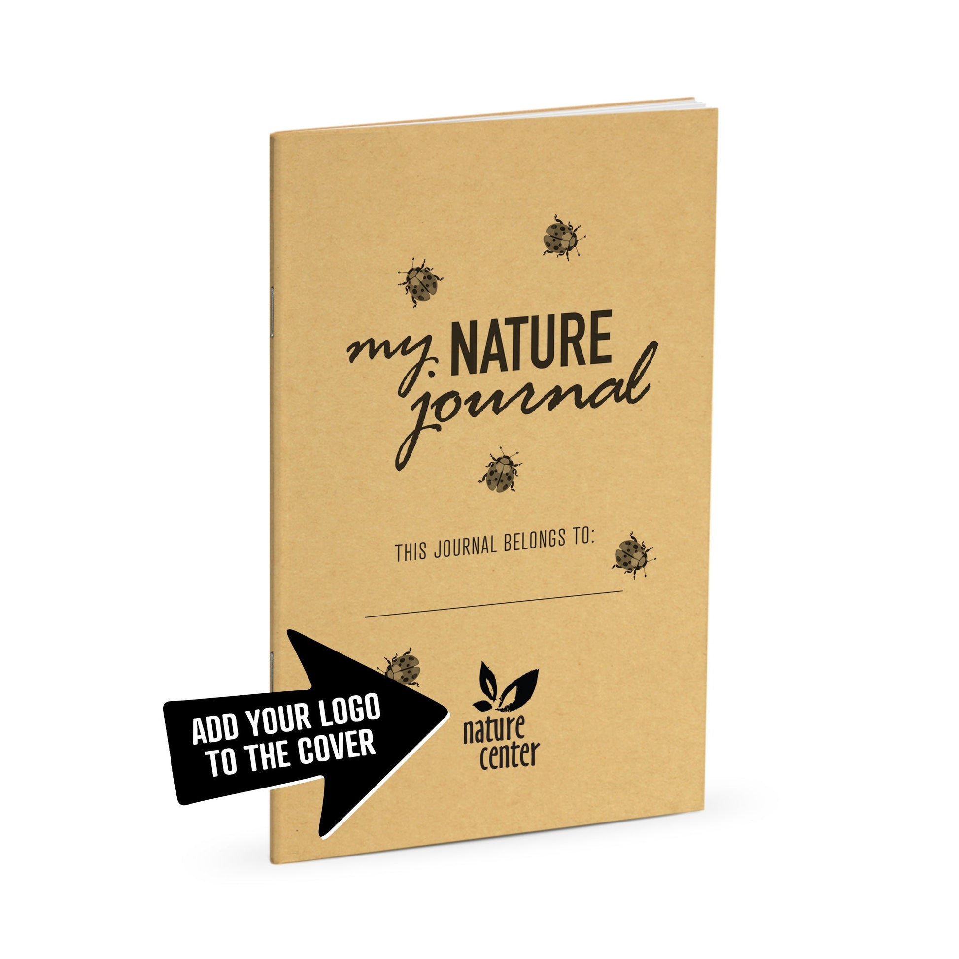 Nature Journal, Ladybugs, Standard Stapled Notebook, Add Your Logo - Beech Tree Paper