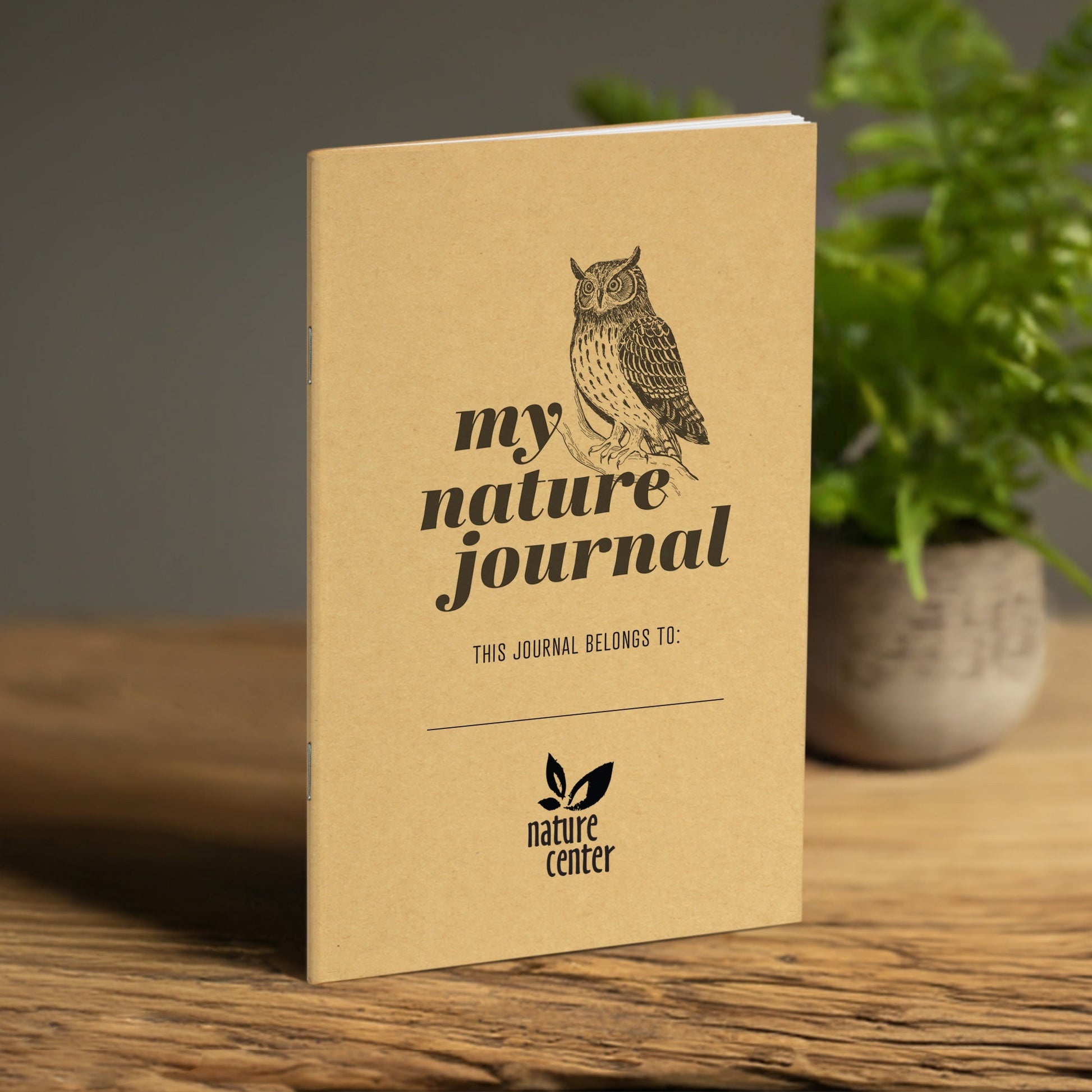 Nature Journal, Perched Owl, Standard Stapled Notebook, Add Your Logo - Beech Tree Paper