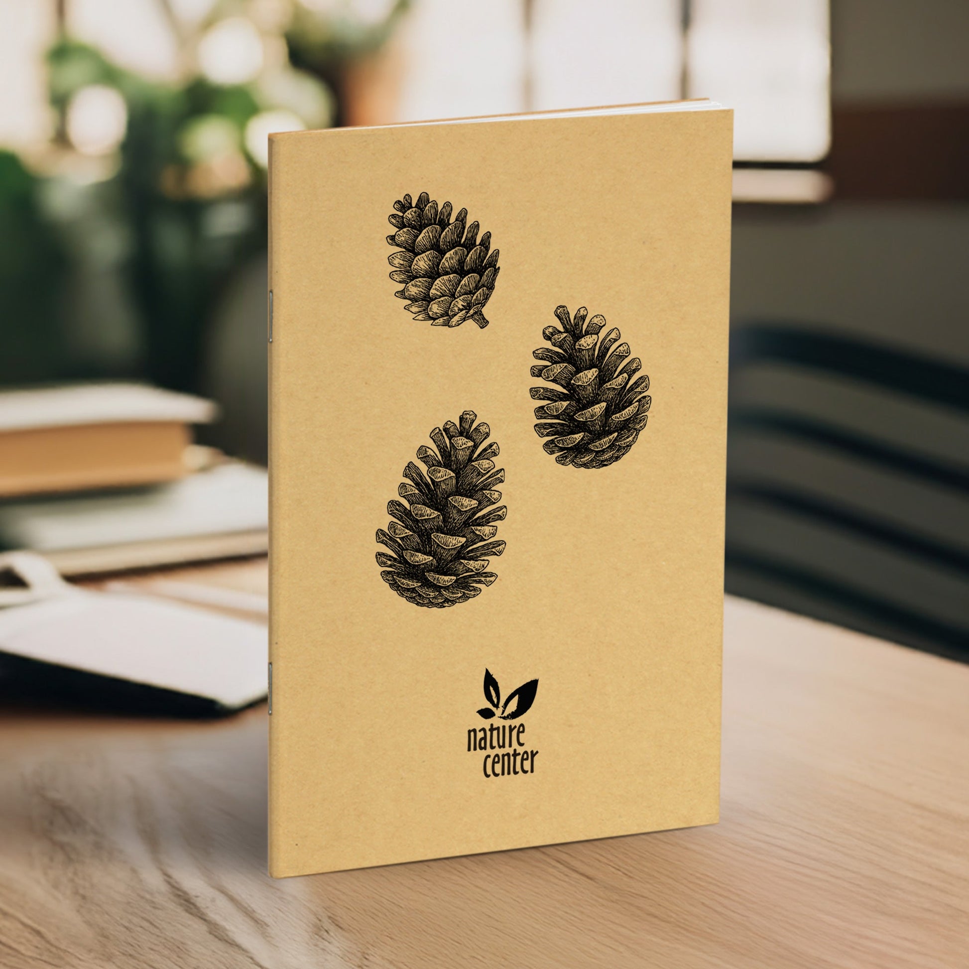 Nature Journal, Pine Cones, Standard Stapled Notebook, Add Your Logo - Beech Tree Paper