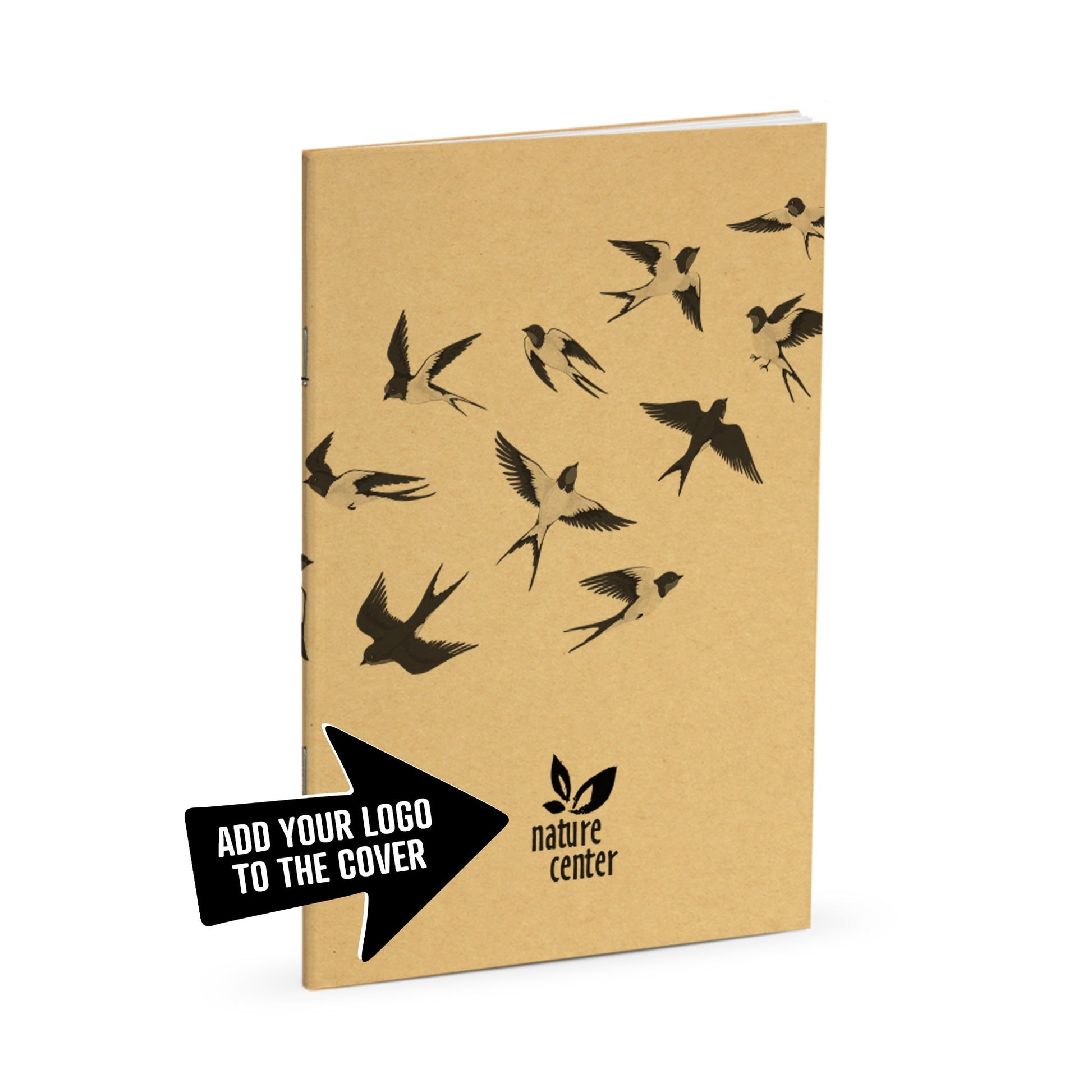 Nature Journal, Swallows, Standard Stapled Notebook, Add Your Logo - Beech Tree Paper