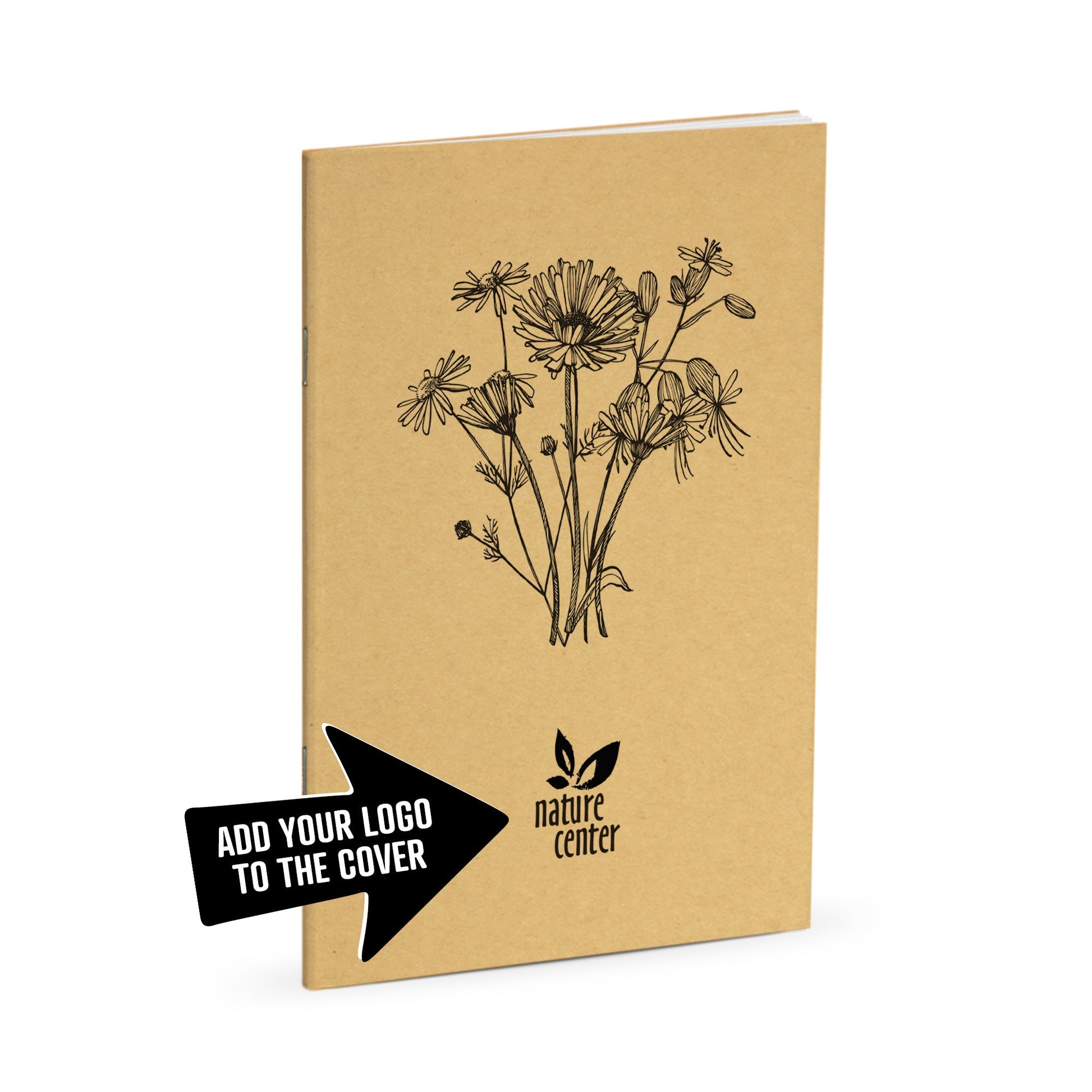 Nature Journal, Wild Flowers, Standard Stapled Notebook, Add Your Logo - Beech Tree Paper
