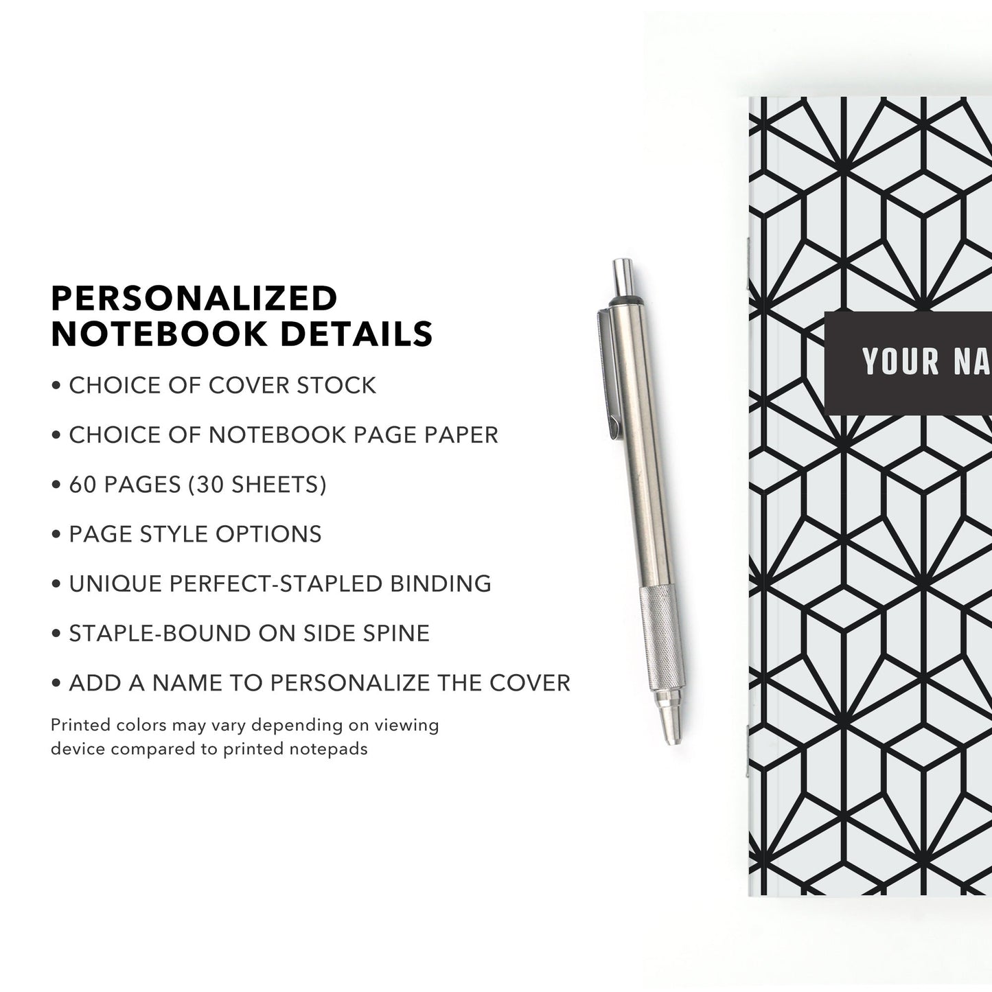 Personalized Notebook, Chisel Point, Add Your Name - Beech Tree Paper