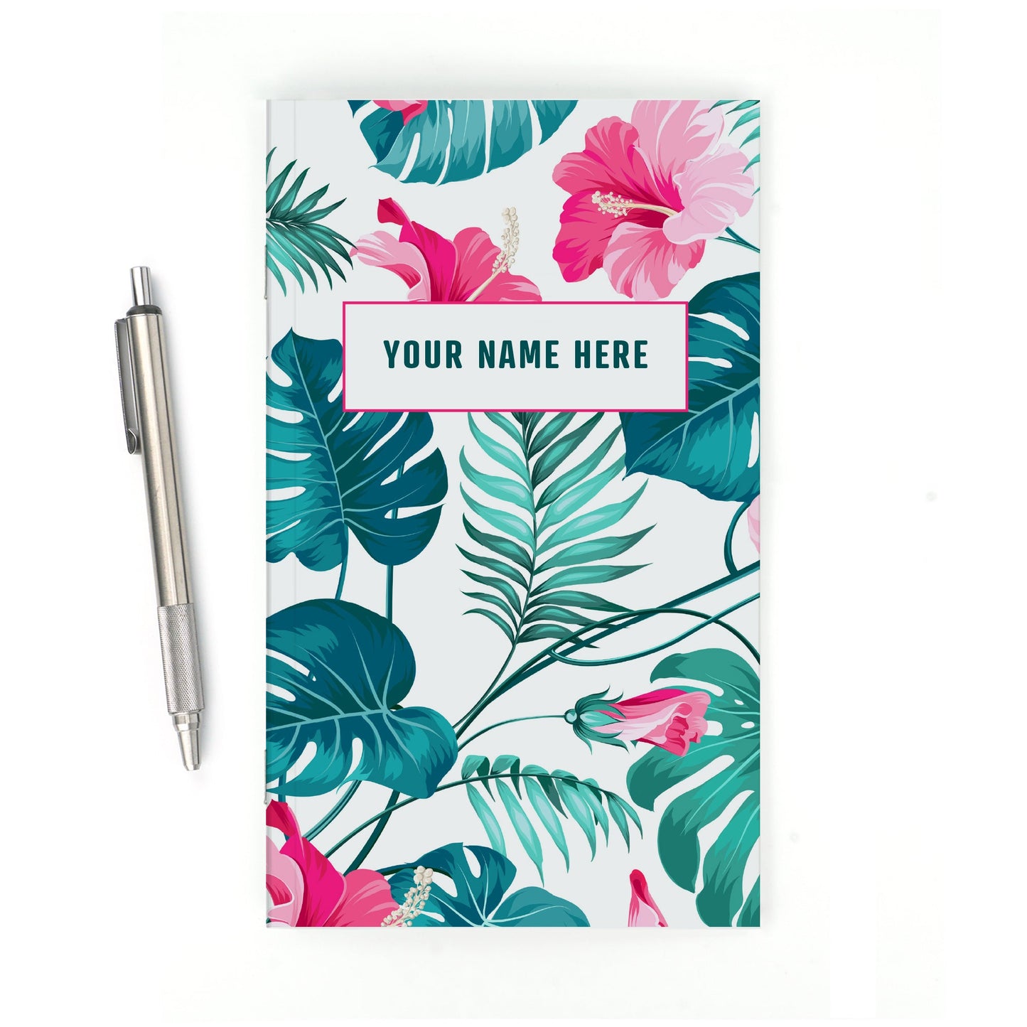 Personalized Notebook, Tropical Hibiscus, Add Your Name - Beech Tree Paper