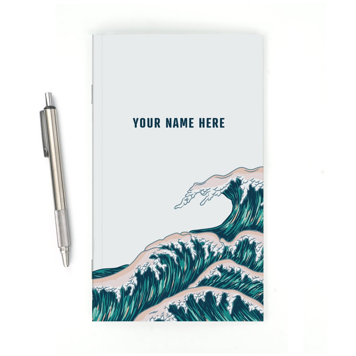 Personalized Notebook, Waves, Add Your Name - Beech Tree Paper