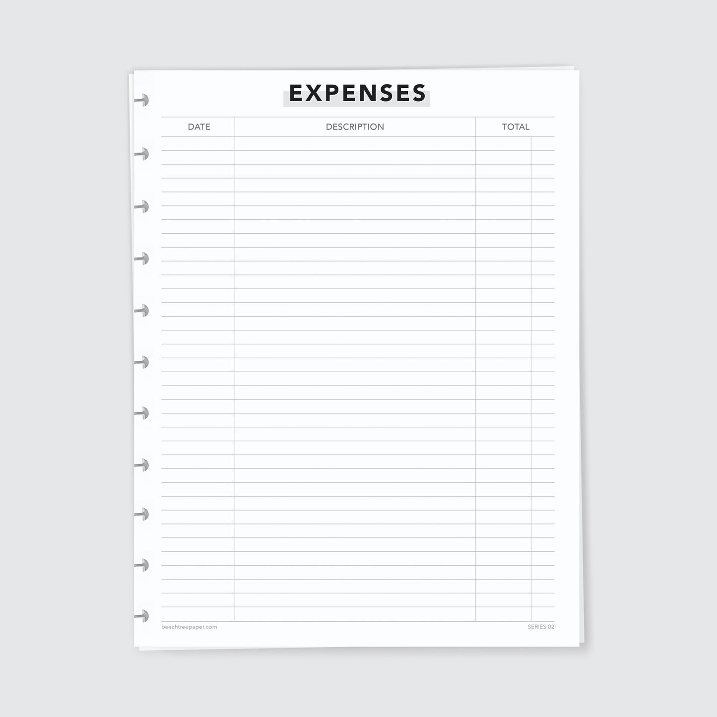 Planner Refill Paper, Expenses, Series Two - Beech Tree Paper