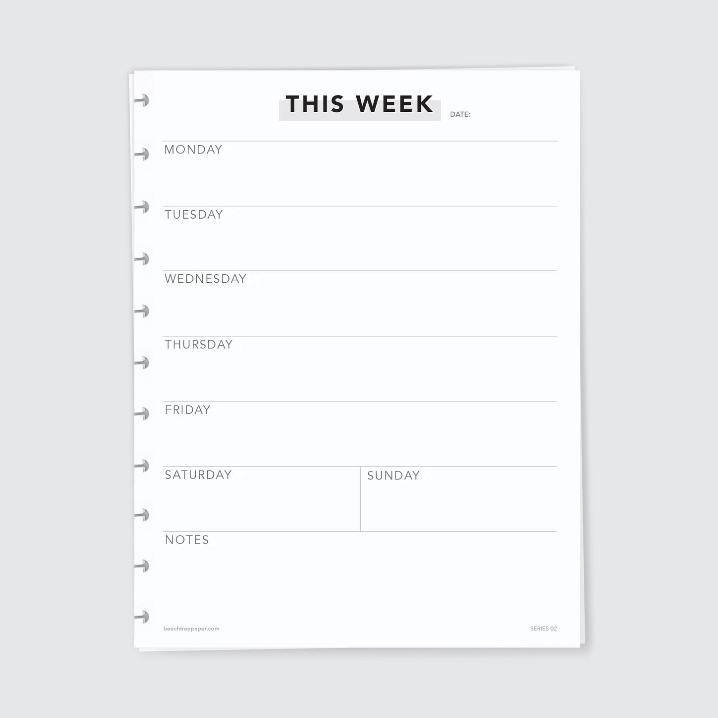 Planner Refill Paper, This Week, Series Two - Beech Tree Paper