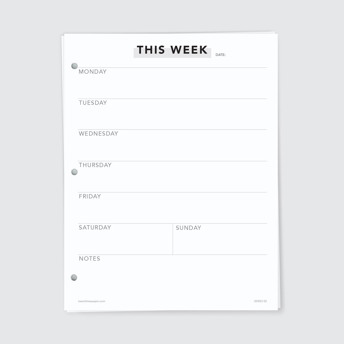 Planner Refill Paper, This Week, Series Two - Beech Tree Paper
