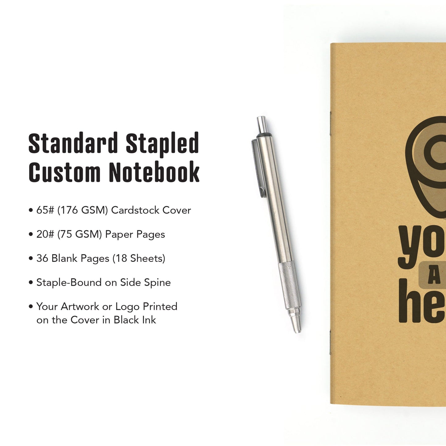 Standard Stapled Custom Notebook, Add Your Artwork or Logo - Beech Tree Paper