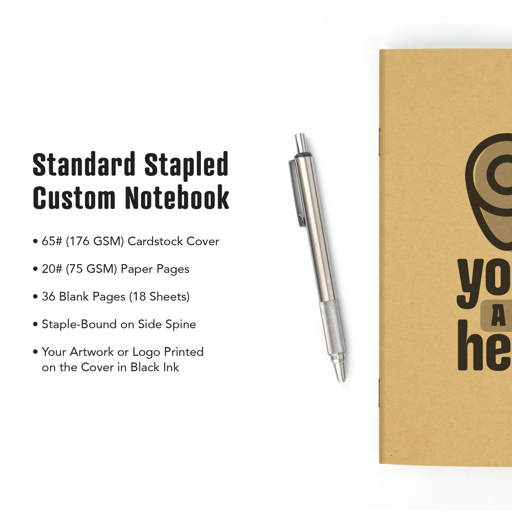 Standard Stapled Custom Notebook, Add Your Artwork or Logo - Beech Tree Paper