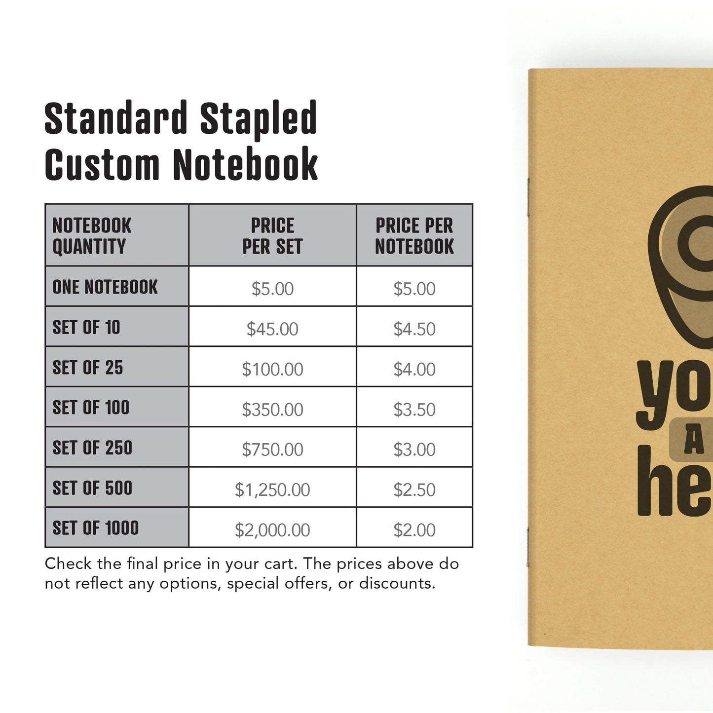 Standard Stapled Custom Notebook, Add Your Artwork or Logo - Beech Tree Paper