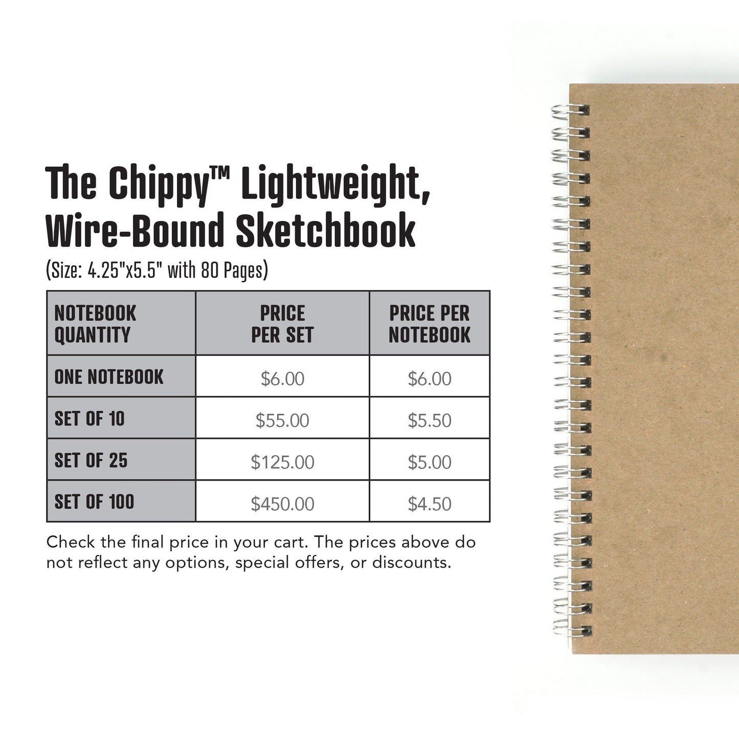 The Chippy™ Lightweight Wire - Bound Sketchbook - Beech Tree Paper