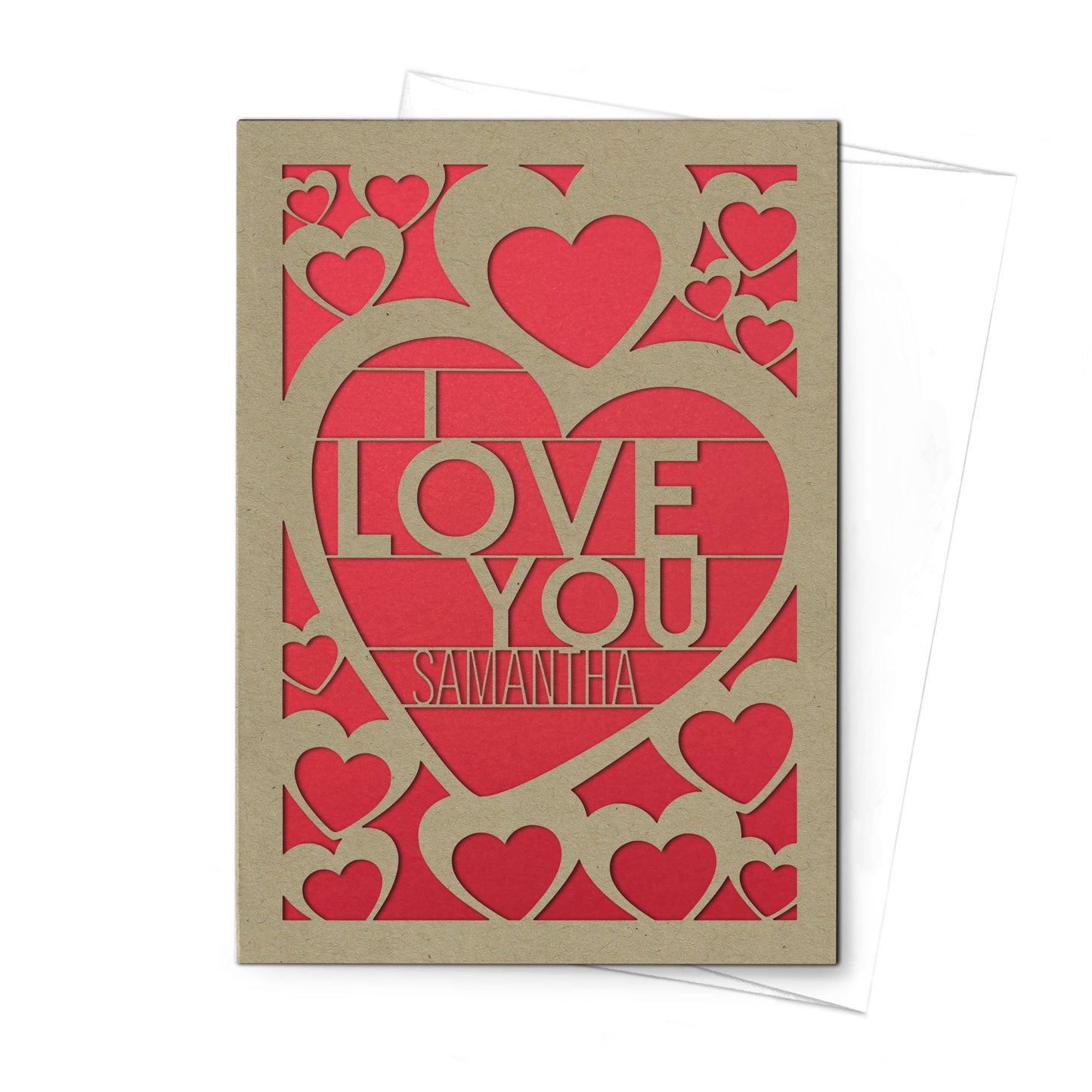 Personalized Greeting Card, I Love You, A7 - PCD - 015 - 01 - Beech Tree Paper