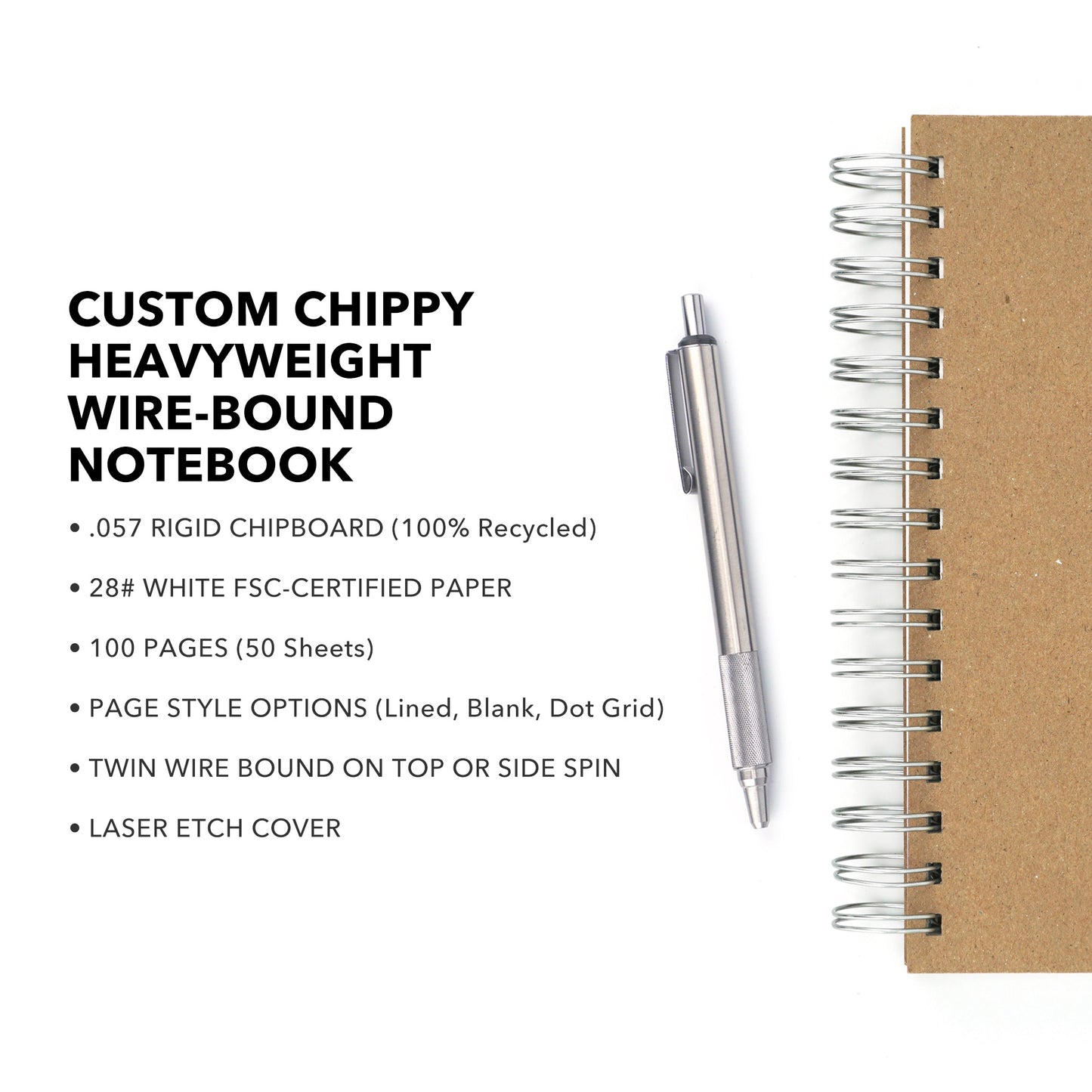 The Chippy™ Wire-Bound Custom Notebook, Add Your Artwork or Logo