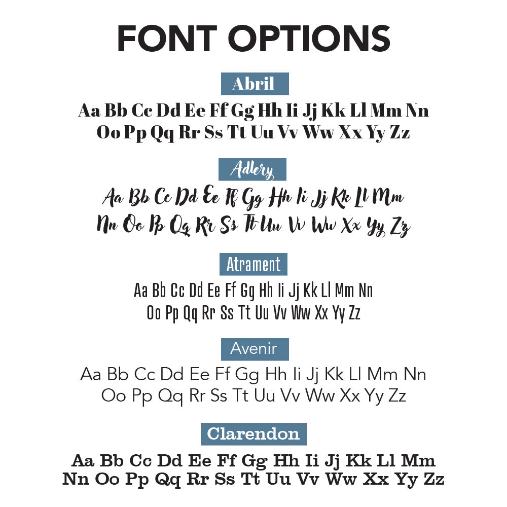 Personalized Notebook, Font Options