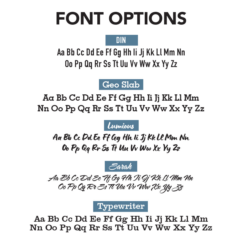 Personalized Notebook, Font Options