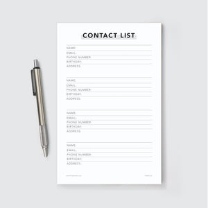 Notepad, contact, home office, school supply