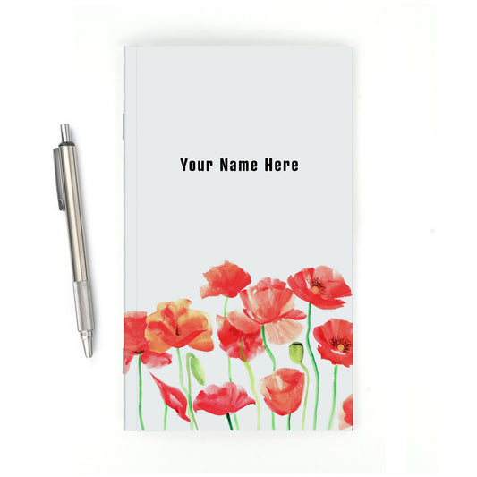 Personalized Notebook, Poppies, Add Your Name