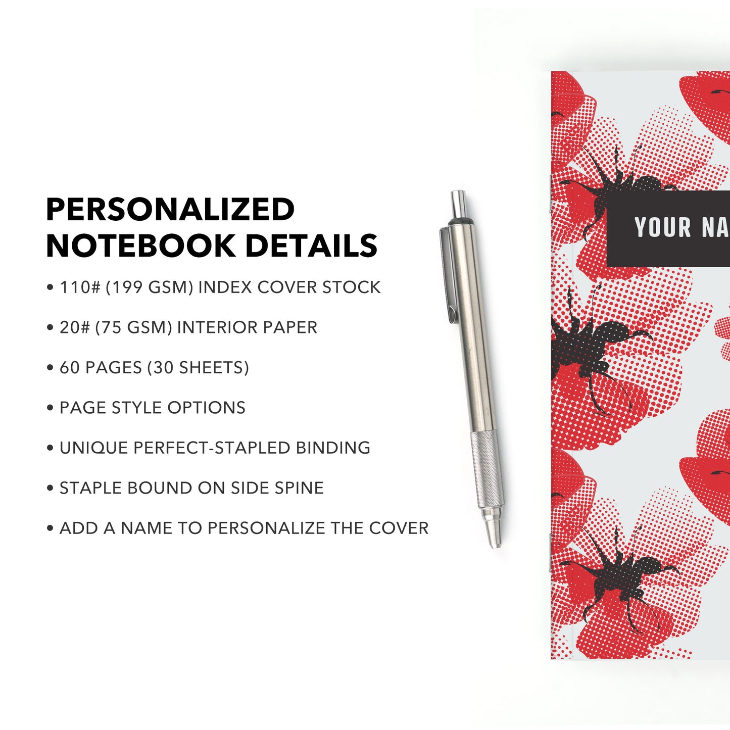 Personalized Notebook, Poppy Patten, Add Your Name
