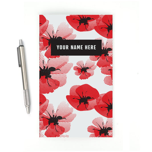 Personalized Notebook, Poppy Pattern, Add Your Name