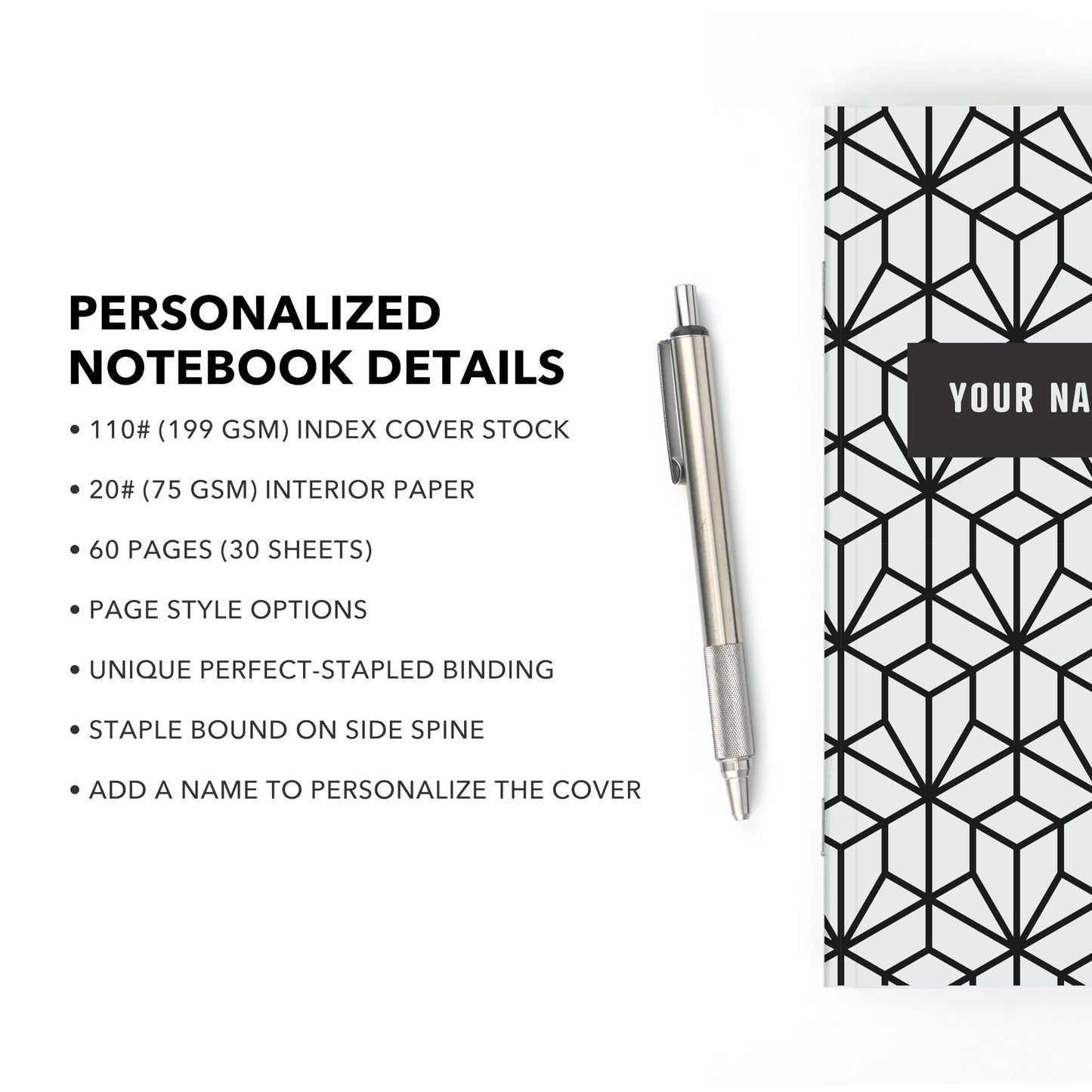 Personalized Notebook, Chisel Point, Add Your Name