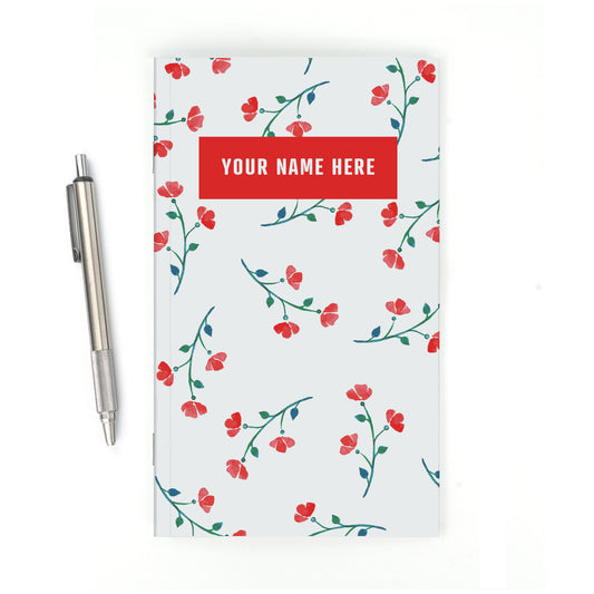 Personalized Notebook, Watercolor Poppies, Add Your Name
