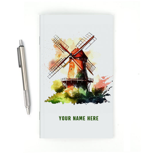 Personalized Notebook, Windmill, Add Your Name