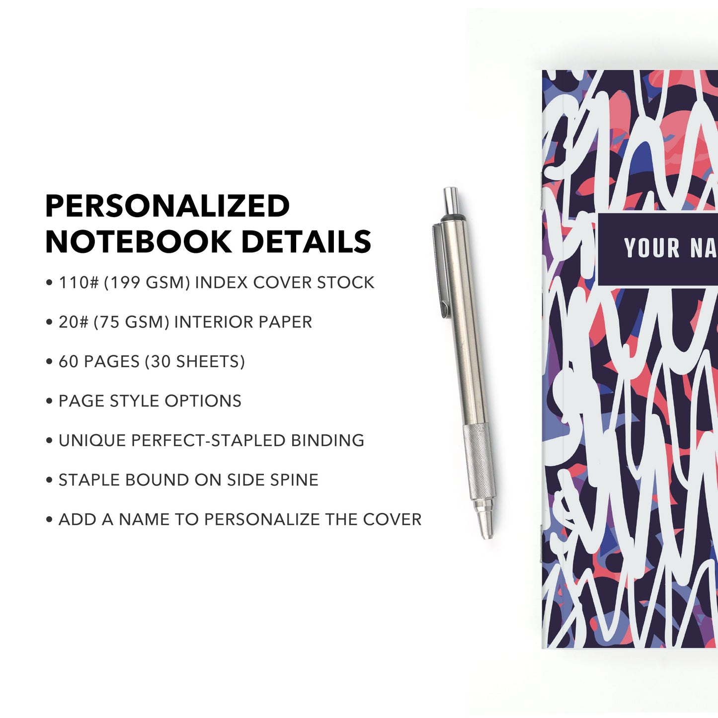 Personalized Notebook, Graffiti, Add Your Name