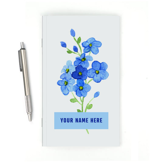 Personalized Notebook, Forget-Me-Not Flowers, Add Your Name