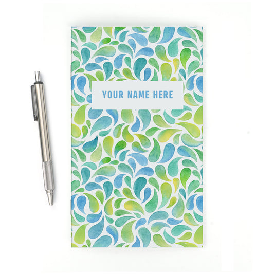Personalized Notebook, Paisley Watercolor, Add Your Name