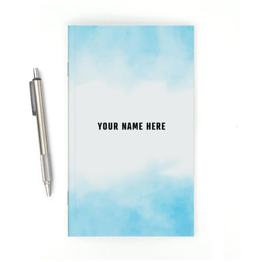 Personalized Notebook, Blue Watercolor, Add Your Name