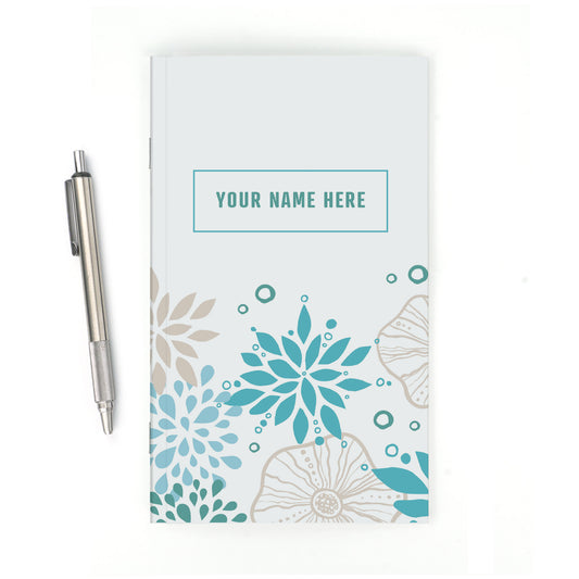 Personalized Notebook, Abstract Flowers, Add Your Name