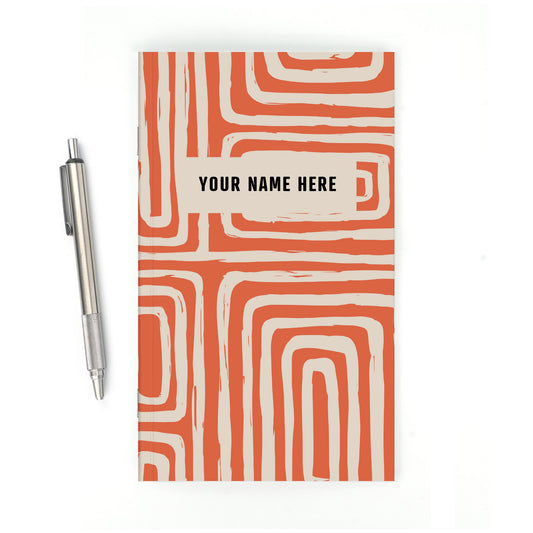 Personalized Notebook, Rough Line Pattern, Add Your Name
