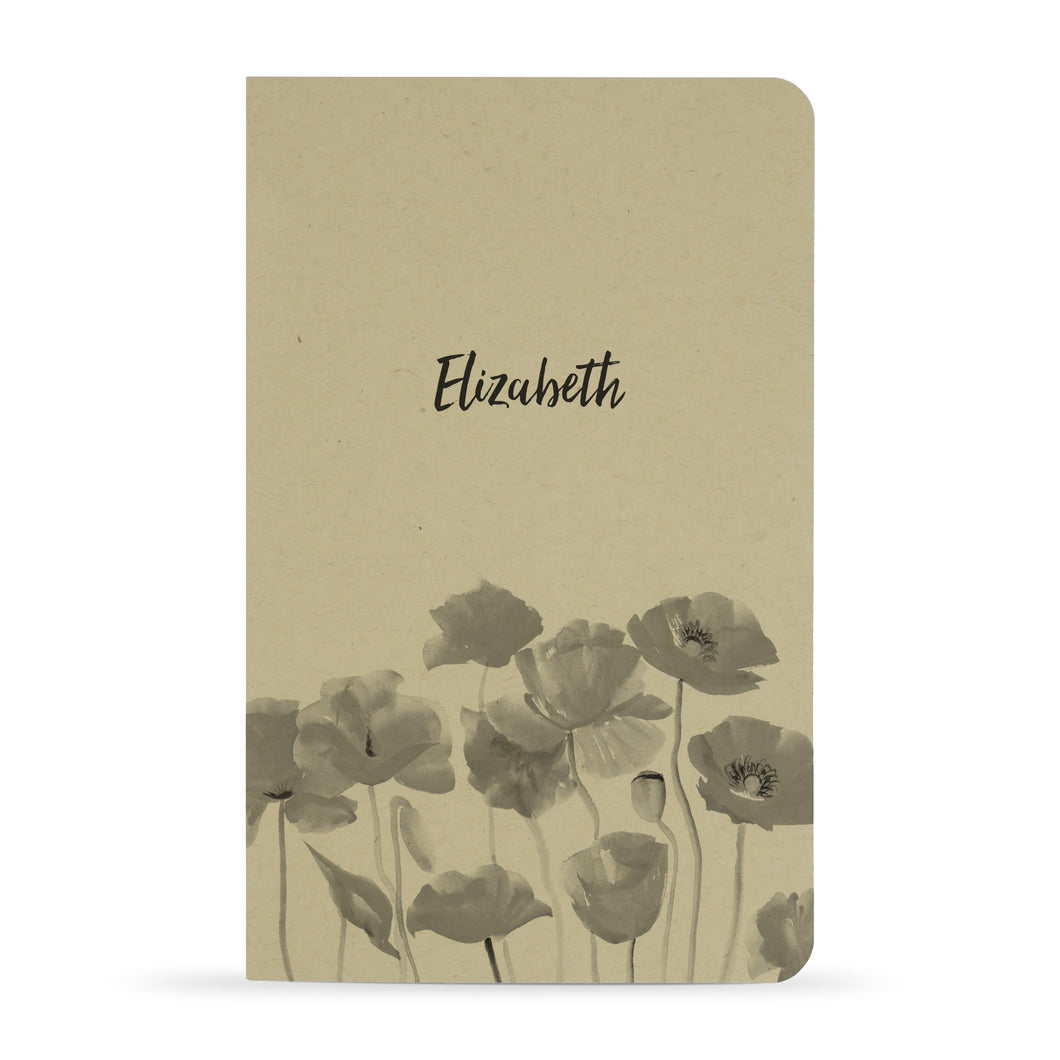 Personalized Printed Notebook, Poppies