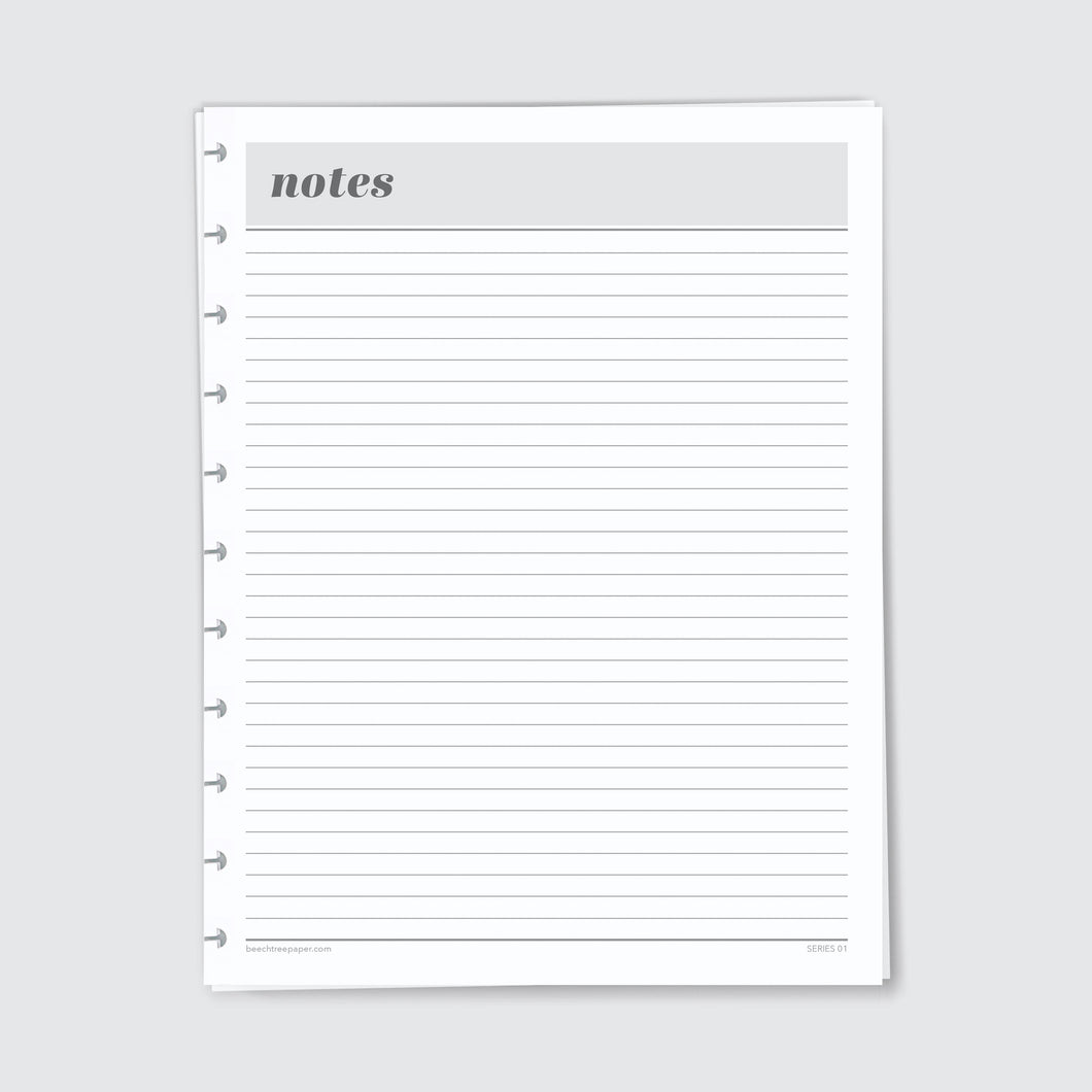 Planner Refill Paper, Notes (Lined), Series One